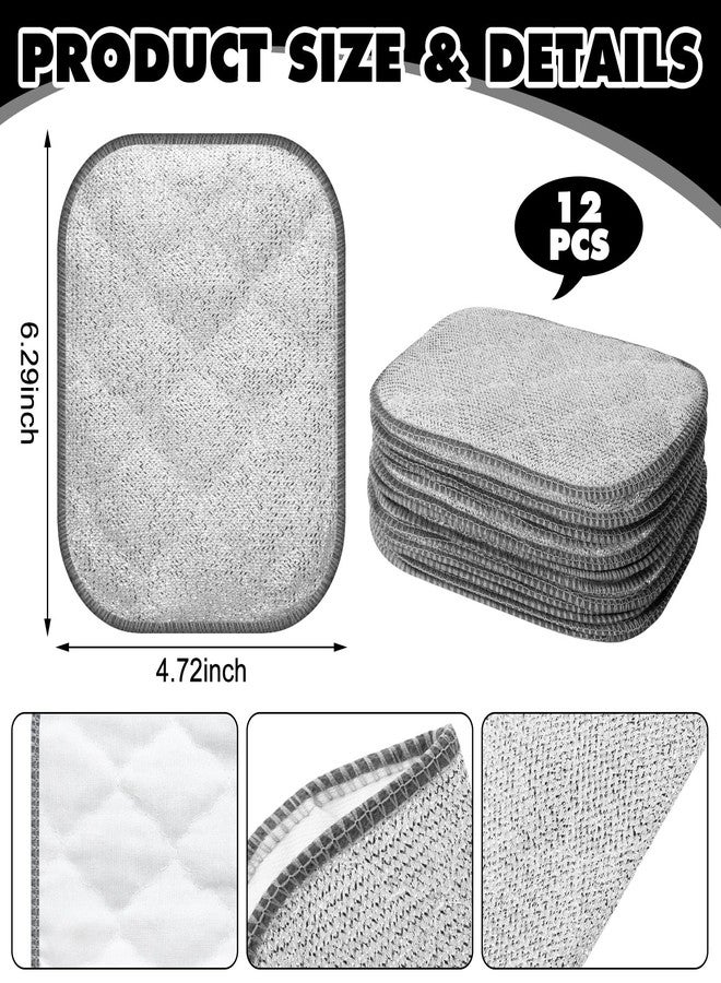 Afarnook 12 Pcs Multipurpose Wire Dishwashing Rags Reusable Silver Wire Miracle Cleaning Cloths Non Scratch Dishcloth for Home and Kitchen Cleaning - Image 2